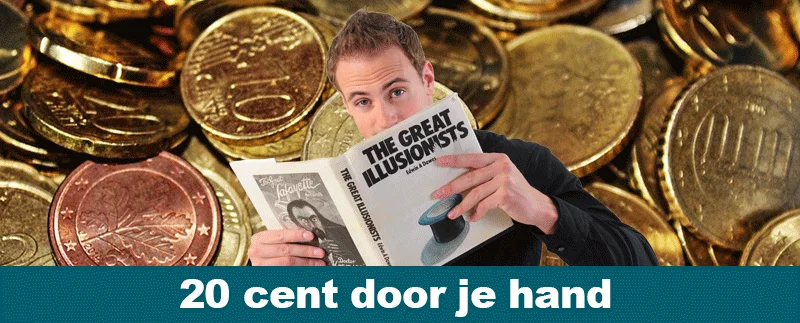 goocheltruc 30 muntje door hand