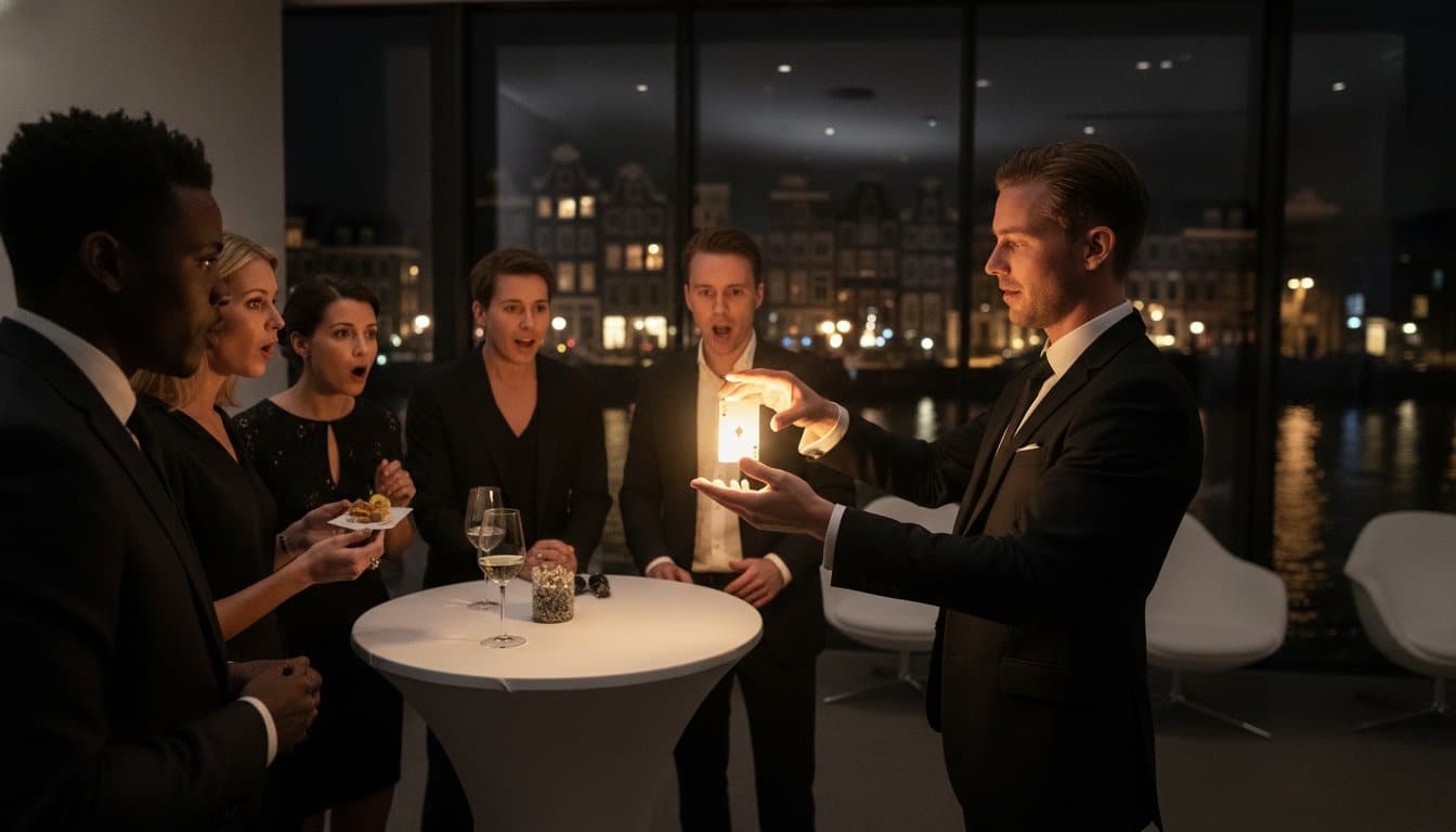 Goochelaar tijdens een Walking Dinner: Exclusief Entertainment